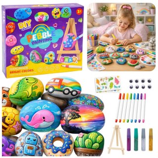Zestaw kreatywny dla dzieci DIY Malowanie Kamieni Pisaki Kleje Brokatowe Lean (29213)