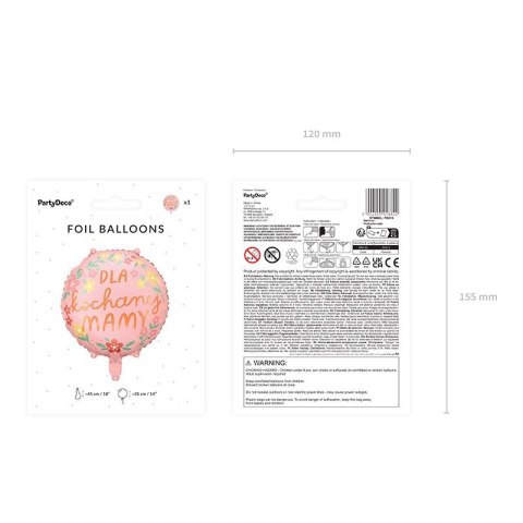 Balon foliowy dla kochanej mamy 18cal Partydeco (FB210)