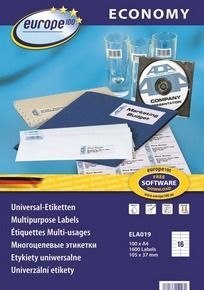 Etykieta samoprzylepna A4 Economy Europe100 biały [mm:] 105x37 Avery Zweckform (ELA019)
