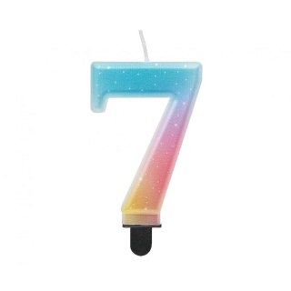 Świeczka urodzinowa cyferka 7, ombre, pastelowa, 8 cm Godan (SF-OPA7)