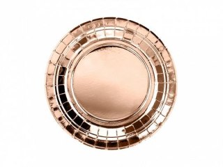 Talerz jednorazowy Różowe złoto 18cm, 1op./6sztuk papier śr. 180mm 6 szt Partydeco (TPP35-019R)