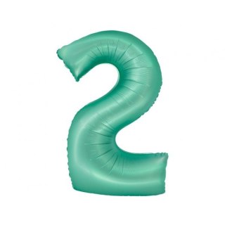Balon foliowy matowa cyfra 2, miętowa Godan (CH-SMT2)