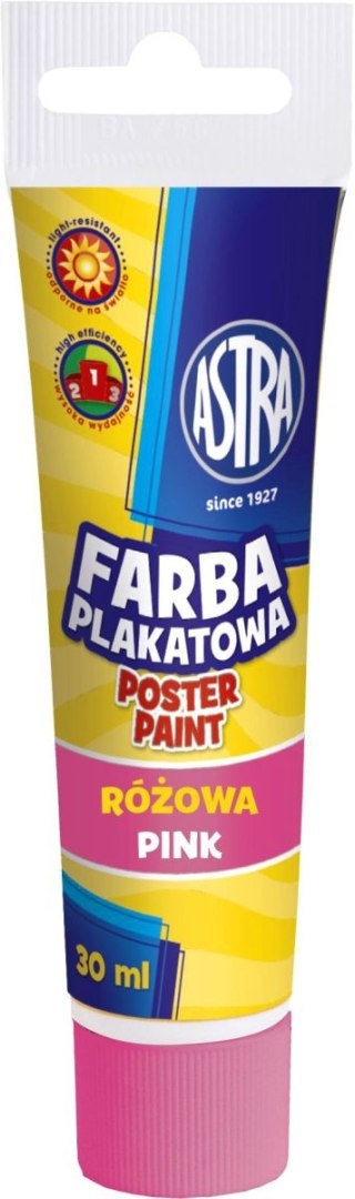 Farby plakatowe kolor: różowy 30ml 1 kolor. Astra