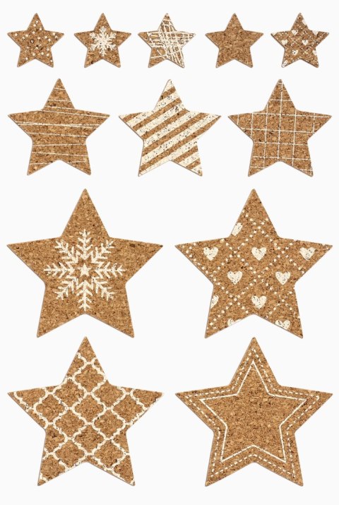 Gwiazda ozdobna korkowa samoprzylepna naturalny 12 szt Galeria Papieru (254006)