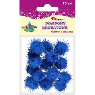 Pompony Craft-Fun Series brokatowe chabrowy 15 szt Titanum (338548)