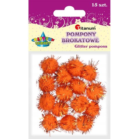 Pompony Craft-Fun Series brokatowe pomarańczowe 15 szt Titanum (338539)