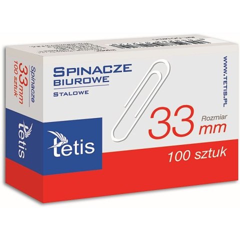 Spinacze okrągły 33mm 100 szt Tetis (GS140-C)