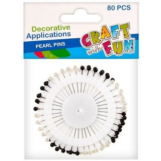 Szpilki perły 80 szt Craft with Fun (404581)