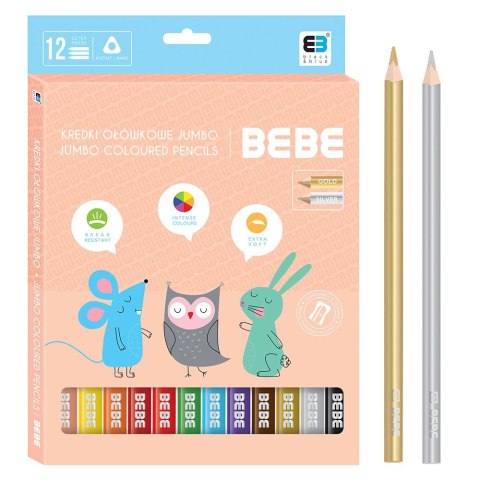 Kredki ołówkowe BB KIDS PASTEL 12 kol. Noster (kredki jumbo)