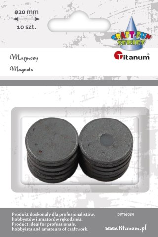 Magnes Craft-Fun Series czarny śr. 20mm Titanum (DIY16034) 10 sztuk