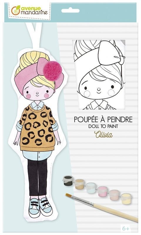 Zestaw kreatywny dla dzieci Lalka Olivia z materiału do pomalowania Avenue Mandarine (CF-PP043C)