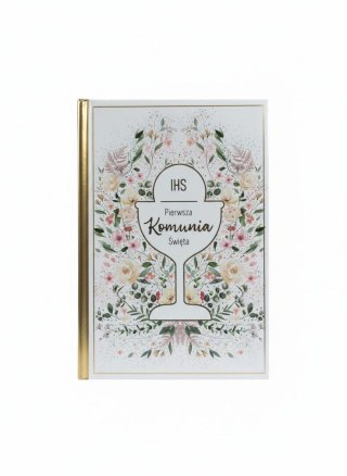 Książeczka pamiątkowa z komunii Komunia A5 kielich w kwiatach Henry (9788368335194)