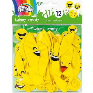 Balon kształty Emoty Party żółty 12 szt Fiorello (170-2328)