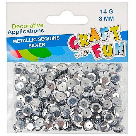 Cekiny guzik zielone srebrne 14g Craft with Fun (290857)