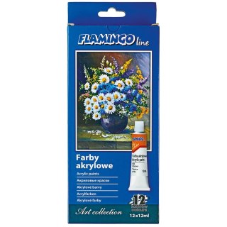 Farba akrylowa kolor: mix 12ml Flamingo Line