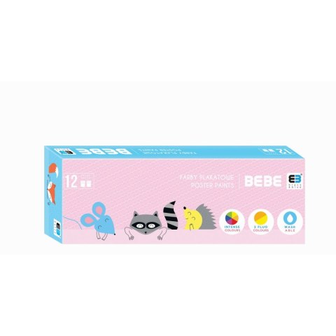 Farby plakatowe BB KIDS kolor: mix 20ml 12 kolor. Noster