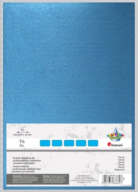 Filc Craft-Fun Series A4 kolor: błękitny 10 ark. Titanum (047)