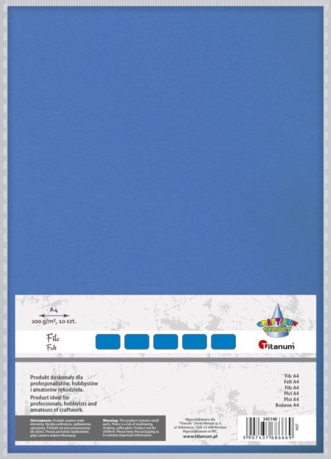 Filc Craft-Fun Series A4 kolor: niebieski 10 ark. Titanum (043)