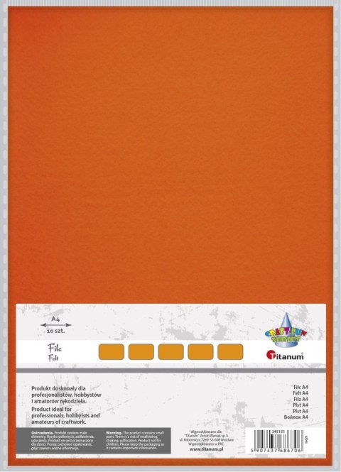 Filc Craft-Fun Series A4 kolor: pomarańczowy 10 ark. [mm:] 210x297 Titanum (016)