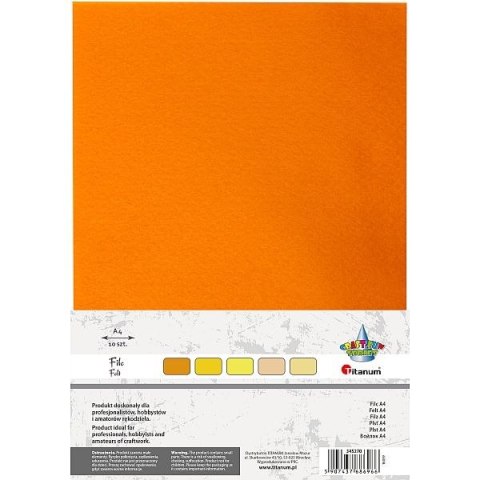 Filc Craft-Fun Series tonacja żółta kolor: mix 10 ark. [mm:] 210x297 Titanum