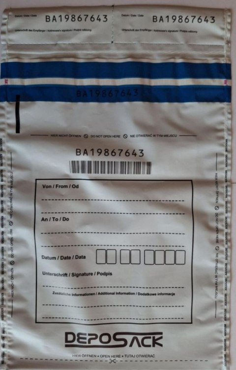 Koperta bezpieczna B5 deposack biała b5 [mm:] 185x260 A&G Koperty 100 sztuk