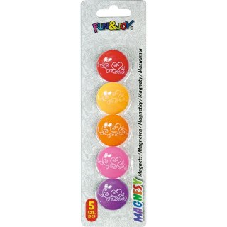 Magnes Kwiaty okrągły mix śr. 29mm Fun&Joy 5 sztuk