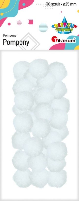 Pompony Craft-Fun Series białe 30 szt Titanum