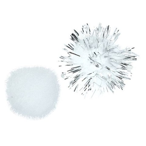 Pompony Craft-Fun Series brokatowe i matowe biały 50 szt Titanum (361536)