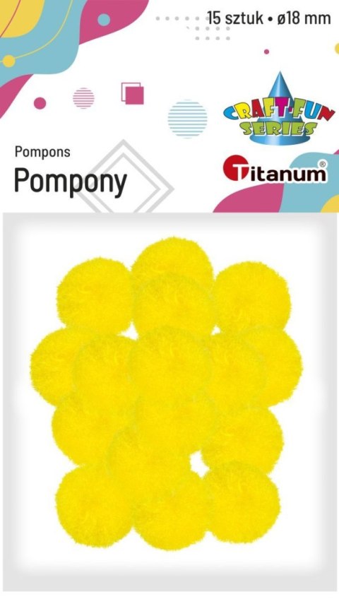 Pompony Craft-Fun Series żółte 15 szt Titanum