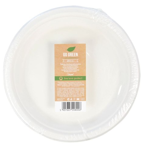 Talerz jednorazowy trzcina cukrowa 23 cm papier śr. 230mm 6 szt Arpex (KG8006)