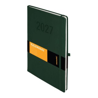 Kalendarz książkowy (terminarz) 2027 MEMOFIX tygodniowy z notesem A4 Antra (zielony)