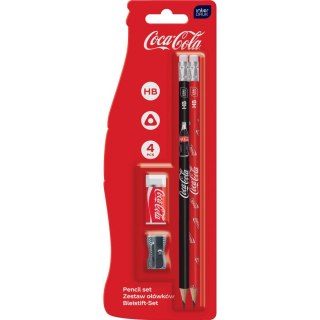 Zestaw piśmienniczy COCA COLA ołówki+ gumka+temp.metalowa Interdruk