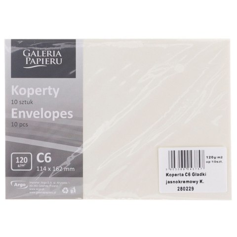 Koperta C6 gładki kremowa [mm:] 114x162 Galeria Papieru (280229) 10 sztuk