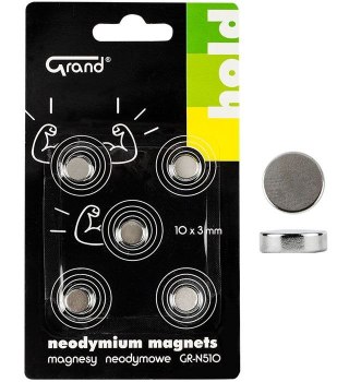 Magnes neodymowy Srebrny śr. 10mm Grand (130-1968) 5 sztuk