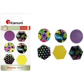 Magnes okrągłe, sześciokątne mix [mm:] 26 Titanum (4357-2) 6 sztuk