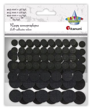 Rzepy Craft-Fun Series samoprzylepne czarne 3 rozmiary 69 szt Titanum (5903714546008)