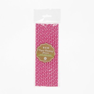 Słomka papierowe, czerwone w białe grochy 6x197 mm/12szt. 12 szt Godan (SG-RPCZG12)