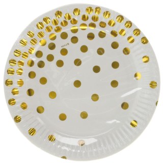 Talerz jednorazowy ZŁOTE GROSZKI papier śr. 180mm 6 szt Godan (PF-TPZGB)