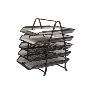 Pojemnik na dokumenty pionowy A4 5 półek czarny metal [mm:] 275x350x 375 Q-Connect (KF18474)