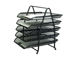 Pojemnik na dokumenty pionowy A4 5 półek czarny metal [mm:] 275x350x 375 Q-Connect (KF18474)