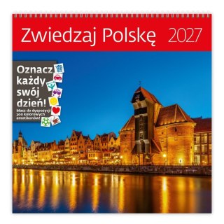 Kalendarz ścienny Zwiedzaj Polskę 300mm x 300mm Sztuka Rodzinna (LP60-27)