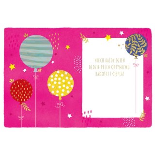 Kartka składana B6 Karnet B6 BALONY NA ROŻKU Henry (5908451982713)