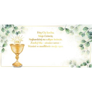 Kartka składana Koperta KOMUNIA KIELICH Z EUKALIPTUSEM Henry (590570148657)