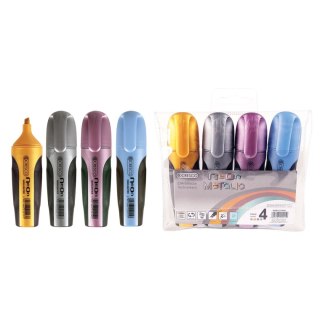 Zakreślacz kpl.4 szt NEON metalic wkład mix 1,0-5,0mm Cresco (5907454220119)