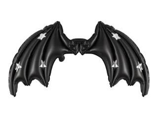 Balon foliowy Skrzydła Nietoperza, czarne mat z gwiazdkami, 85 x 50 cm Partydeco (FBS3)
