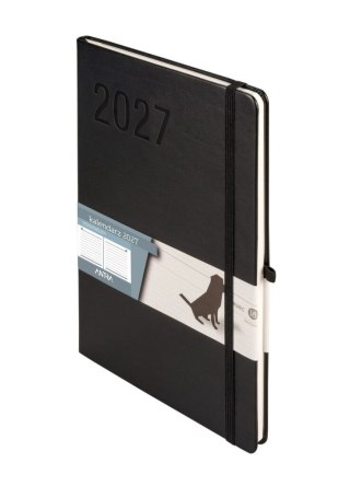 Kalendarz książkowy (terminarz) 2027 Minimalizm tygodniowy z notesem, czarny B5 251mm x 176mm Antra (Kal001557)