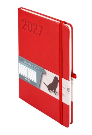 Kalendarz książkowy (terminarz) 2027 Minimalizm tygodniowy z notesem, czerwony B5 251mm x 176mm Antra (Kal001558)
