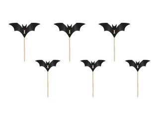 Ozdoba halloweenowa Dekoracje do muffinek Nietoperze, czarny, 3.6-4.7cm Partydeco (KPM37)