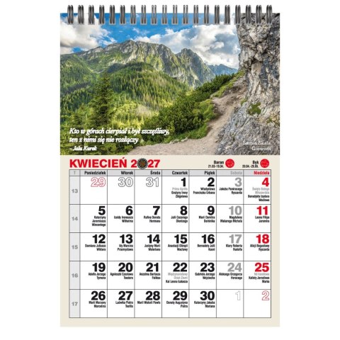 Kalendarz biurkowy PIONOWY miesiączny biurkowy A5 Avanti (KBA5-MZ)