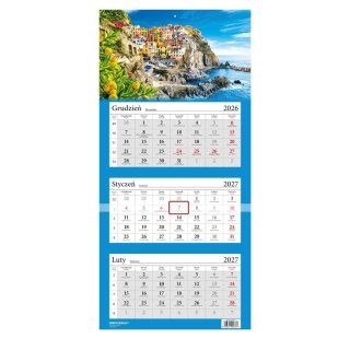 Kalendarz ścienny trójdzielny Manarola, Włochy Sztuka Rodzinna (N521-27-04)